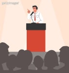Successful public speaking concept (1408993660) 일러스트, 무료 일러스트 - 게티이미지뱅크