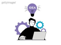 and finds career opportunities. Vector illustration with people scene in flat design for web (1468034057) - 게티이미지뱅크