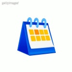 3d calendar with alarm clock, stacks of coins, isolated on background. Design concept for saving, investment, finance, commerce. 3D... 