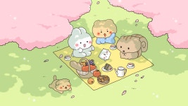 더쿠 - [망그러진 곰] 부앙이들아~ 4월 배경화면을 가져왔어🌸🌸