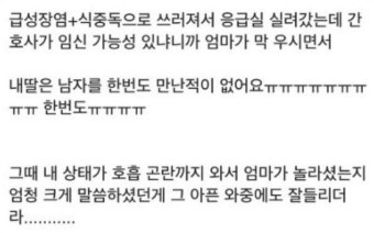 더쿠 - 급성장염+식중독으로 쓰러져서 응급실 실려갔는데 간호사가 임신 가능성 있냐니까..jpg