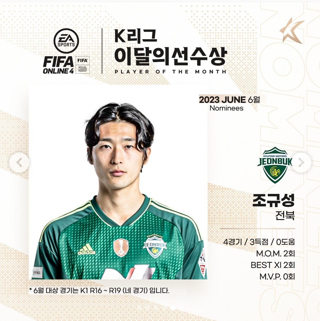 대전 소속 주민규, K리그 이달의 선수상 2회 수상하기 축하