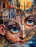 Surreal Mural of Girl with Architectural Fantasy Elements | Deep Dream Generator  A Surreal Portrait... | Deep Dream Generator