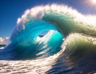 Majestic ocean wave curling into perfect barrel under sunlight | Deep Dream Generator Wave on Wave | Deep Dream Generator