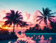 Tropical Sunset Landscape with Vibrant Colors and Palms | Deep Dream Generator A Tropical Paradise | Deep Dream Generator