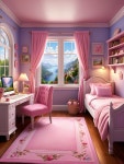 Cozy Pink-Themed Bedroom with Scenic Mountain View | Deep Dream Generator Serene Pastel Bedroom with Mountain View | Deep Dream... 