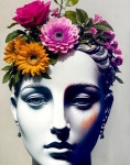 Floral Crowned Beauty: A Monochromatic Masterpiece | Deep Dream Generator