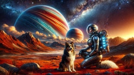 Futuristic Alien Landscape with Astronaut and Dog | Deep Dream Generator Astronaut and Dog Explore Alien Wonders | Deep Dream... 