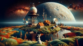 Whimsical Alien Landscape with Cozy Village and Moon | Deep Dream Generator Whimsical Rabbits Dreamy Island View | Deep Dream... 