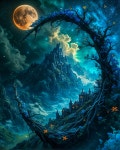 Mystical landscape with castle and enchanted trees | Deep Dream Generator Moontree  | Deep Dream Generator
