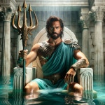 Powerful figure on ornate throne in water setting | Deep Dream Generator Poseidon | Deep Dream Generator