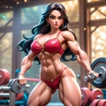 Muscular Female Character in Gym with Dumbbells | Deep Dream Generator Powerful Gym Goddess: Strength and Confidence | Deep Dream... 