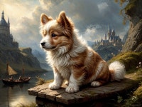 Corgi on Stone Pathway with Castle and River View | Deep Dream Generator Corgi by the River: A Fantasy Adventure | Deep Dream... 
