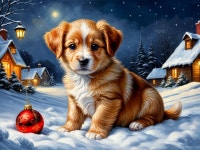Fluffy Orange and White Puppy in Snowy Landscape | Deep Dream Generator Puppys Winter Wonderland Adventure | Deep Dream Generator