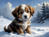 Cute Fluffy Puppy in Serene Snowy Landscape | Deep Dream Generator Puppys Winter Wonderland Adventure | Deep Dream Generator