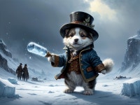 Victorian-Dressed Dog in Snowy Landscape Scene | Deep Dream Generator Puppys Whimsical Winter Adventure | Deep Dream Generator