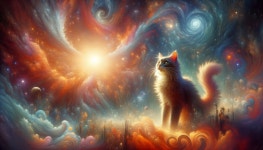 Majestic Cat in Vibrant Cosmic Landscape Scene | Deep Dream Generator Kezdet vagy vég? 1653 | Deep Dream Generator