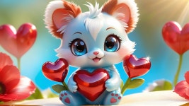 Cartoon Animal with Heart Among Colorful Flowers | Deep Dream Generator LUV U! <3 1549 | Deep Dream Generator