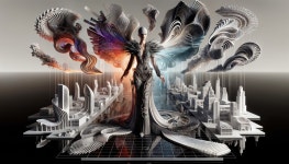 Surreal Landscape with Futuristic Architecture and Gown | Deep Dream Generator G AI avatar *Hestia | Deep Dream Generator