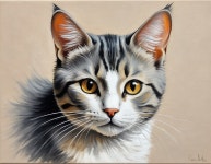 Detailed Portrait of a Striking Gray and White Cat | Deep Dream Generator Striking Cat Portrait with Expressive Gaze | Deep Dream... 