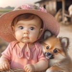 Doll-like Baby Girl with Pomeranian in Rural Setting | Deep Dream Generator Abigail Rose & Peach hang out at the farm! | Deep... 