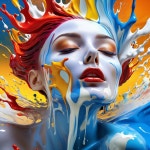 Womans Face Surrounded by Vibrant Paint Splashes | Deep Dream Generator Vivid Fusion of Emotion | Deep Dream Generator