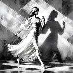 Elegant Woman in White Dress on Geometric Floor | Deep Dream Generator Elegance in Motion: A Dance of Light and Form | Deep Dream... 