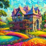 Vibrant Whimsical Castle in Lush Landscape Scene | Deep Dream Generator Enchanted Castle in Rainbow Valley | Deep Dream Generator