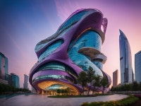 Modern Building with Organic Design and Vibrant Colors | Deep Dream Generator Sky High 25 10 31. SK:75. Futuristic Organic... 