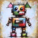 Whimsical Colorful Robot with Geometric Shapes | Deep Dream Generator Abstract Robot Dog Design | Deep Dream Generator