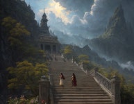 Ancient Staircase to Grand Temple in Majestic Landscape | Deep Dream Generator Stairway to the Castle of Dreams | Deep Dream... 