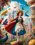 Whimsical Cityscape with Young Woman in Colorful Attire | Deep Dream Generator Dr. Little Alice Red Dolittle Poppens | Deep Dream... 