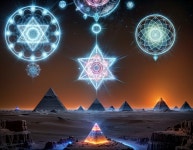 Surreal Desert Landscape with Pyramids and Stars | Deep Dream Generator Mystical Night in Ancient Sands | Deep Dream Generator