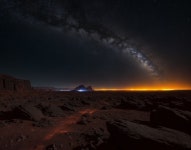 Night Sky with Milky Way Over Rocky Landscape | Deep Dream Generator Celestial Collision: A Cosmic Encounter | Deep Dream Generator