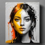 Womans Face in Orange and Grayscale Split Design | Deep Dream Generator Vivid Contrast: A Portrait of Duality | Deep Dream Generator