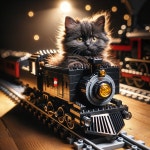Fluffy Black Cat on Detailed LEGO Train Scene | Deep Dream Generator The real Ralph as conductor | Deep Dream Generator