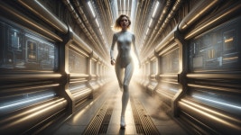 Futuristic corridor with illuminated metallic features | Deep Dream Generator Lucid Mechanica | Deep Dream Generator