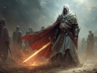 Warrior in Ornate Armor in Misty Landscape | Deep Dream Generator Battle priest | Deep Dream Generator