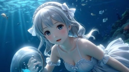 Underwater Scene of a Girl with Silver Hair and Orb | Deep Dream Generator Enchanted Underwater Silver Statue Girl | Deep Dream... 