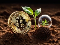 Bitcoin Coin on Dark Soil with Green Plants and Glass Sphere | Deep Dream Generator Bitcoin and Nature: A Symbolic Contrast... 
