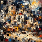 Vibrant Village Landscape with Colorful Sky and Moon | Deep Dream Generator Mediterranean Nightscape in Abstract Expressionism... 