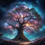 Majestic tree in a vibrant galaxy landscape | Deep Dream Generator Celestial Tree of Cosmic Wonder | Deep Dream Generator