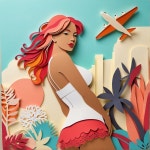Layered Paper-Cut Artwork of Woman with Tropical Foliage | Deep Dream Generator Tropical Vibes: A Colorful Paper-Cut Scene | Deep... 