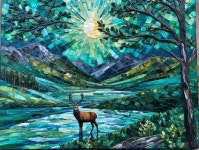 Vibrant Mosaic of Stag by a Shimmering River | Deep Dream Generator Majestic Stag by the Tranquil River | Deep Dream Generator