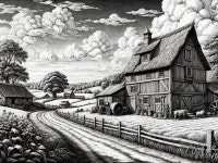Black-and-White Rustic Farmhouse Landscape Scene | Deep Dream Generator  Rustic Farm in Black and White | Deep Dream Generator
