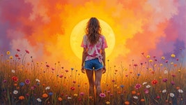 Sunset Serenity in a Flower Field | Deep Dream Generator