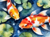 Vibrant Koi Fish in a Tranquil Pond Setting | Deep Dream Generator Whimsical Koi Fish in Vibrant Watercolors | Deep Dream Generator