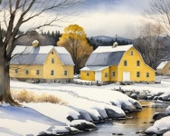 Snow-covered gazebo in serene winter scene | Deep Dream Generator Winter Garden | Deep Dream Generator