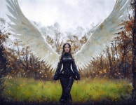 Ethereal Woman with Wings in Lush Autumn Field | Deep Dream Generator 아리아 - 꿈  | Deep Dream Generator