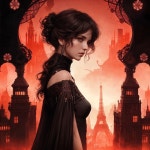 Mysterious Woman with Red-Hued Paris Skyline Backdrop | Deep Dream Generator ----PARIS  B U R N I N G---- | Deep Dream Generator